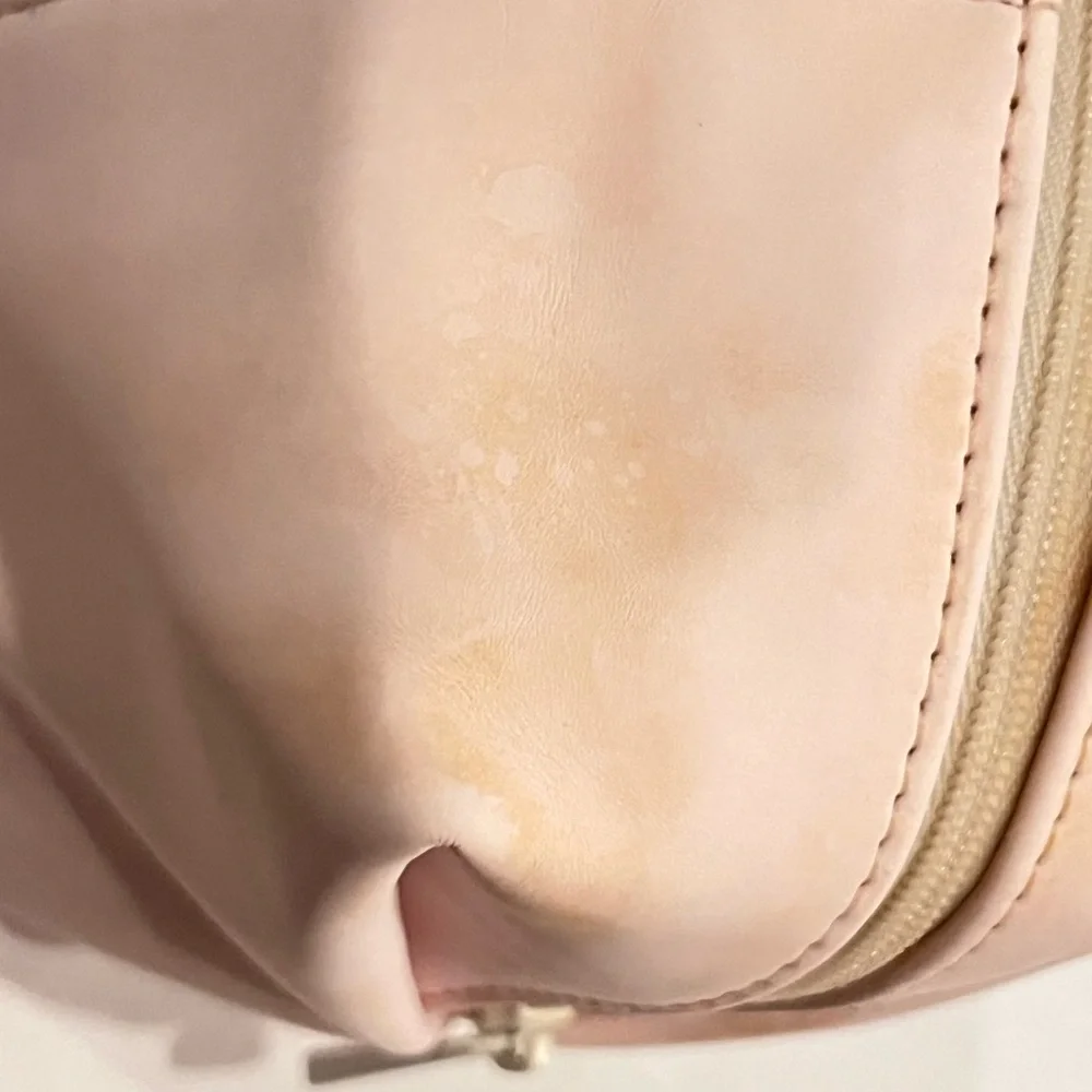 Dior Pink Polyurethane Makeup Bag Pouch with CD Monogram Lining- Flawed Gem